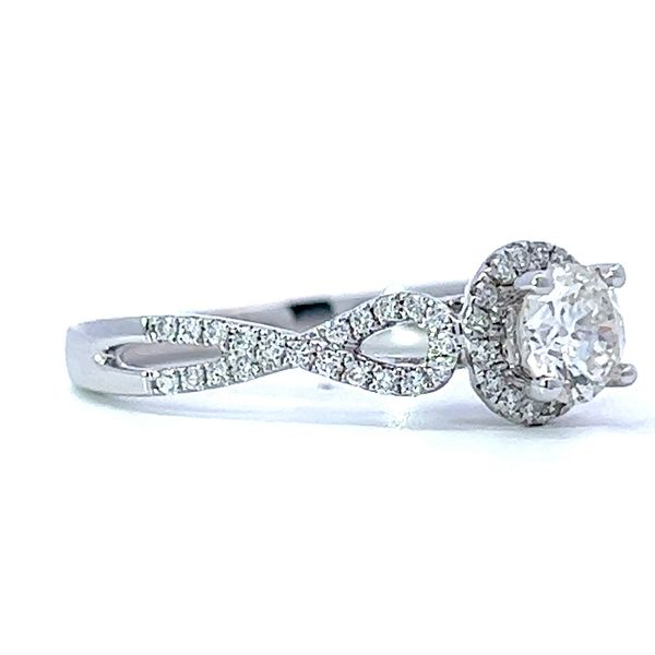 Elegant 14K White Gold Round Diamond Halo Engagement Ring Image 4 Arezzo Jewelers Elmwood Park, IL
