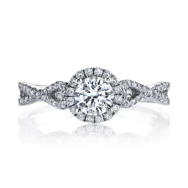 Elegant 14K White Gold Round Diamond Halo Engagement Ring Arezzo Jewelers Elmwood Park, IL