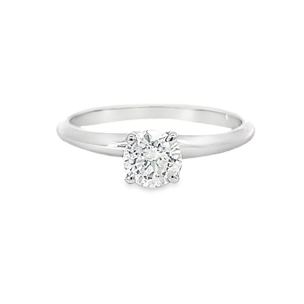 Classic 10K White Gold Solitaire Engagement Ring with 3/8th CT Natural Round Diamond Arezzo Jewelers Elmwood Park, IL