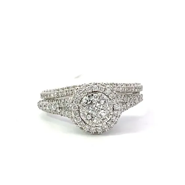 18k White Gold Pave Halo Bridal Set Image 3 Arezzo Jewelers Elmwood Park, IL
