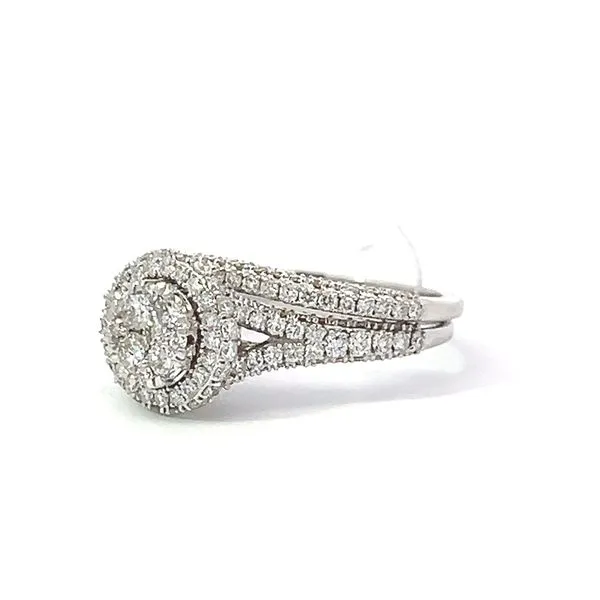 18k White Gold Pave Halo Bridal Set Image 4 Arezzo Jewelers Elmwood Park, IL