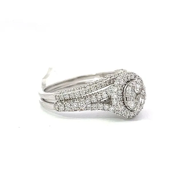 18k White Gold Pave Halo Bridal Set Image 5 Arezzo Jewelers Elmwood Park, IL
