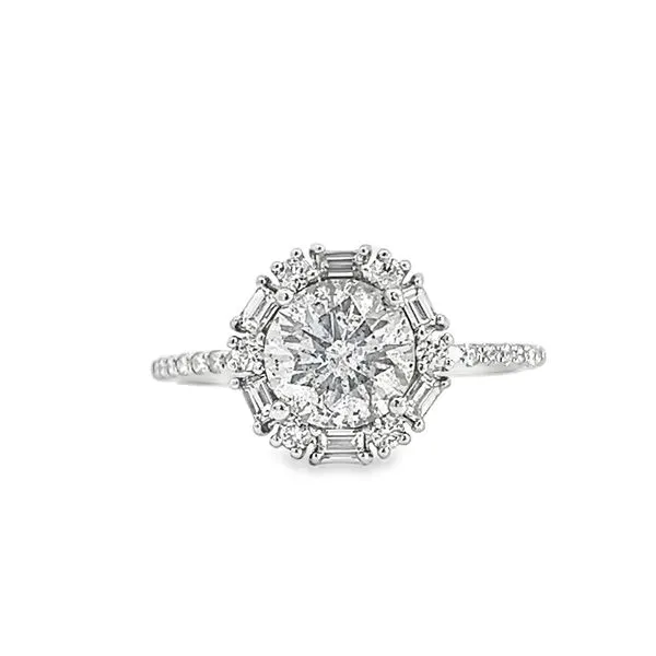 14K White Gold Fancy Halo Natural Diamond Engagement Ring Arezzo Jewelers Elmwood, IL