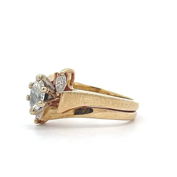 14K Yellow Gold Art Deco 3-Stone Marquise Diamond Engagement Ring Image 2 Arezzo Jewelers Elmwood Park, IL