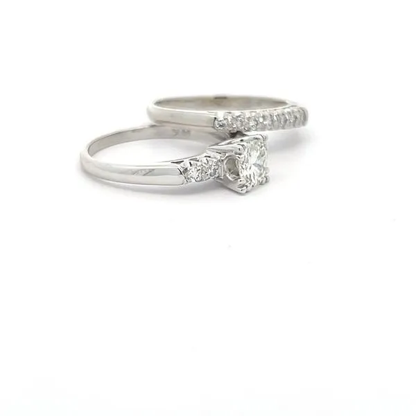 14K White Gold Art Deco Bridal Set Image 2 Arezzo Jewelers Elmwood Park, IL