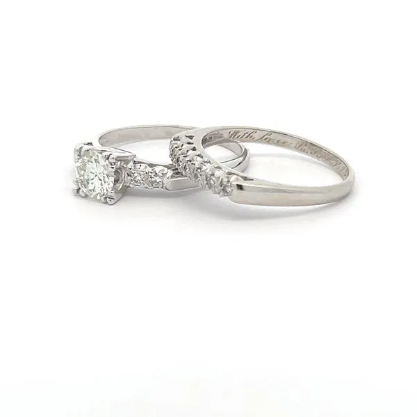 14K White Gold Art Deco Bridal Set Image 3 Arezzo Jewelers Elmwood Park, IL