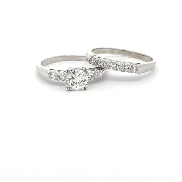 14K White Gold Art Deco Bridal Set Arezzo Jewelers Elmwood Park, IL