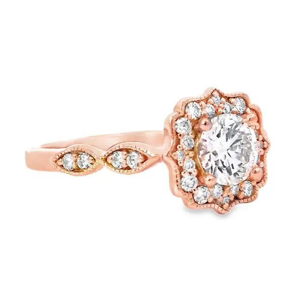 14 Karat Rosé Gold Halo Style Engagement Ring Image 2 Arezzo Jewelers Elmwood Park, IL