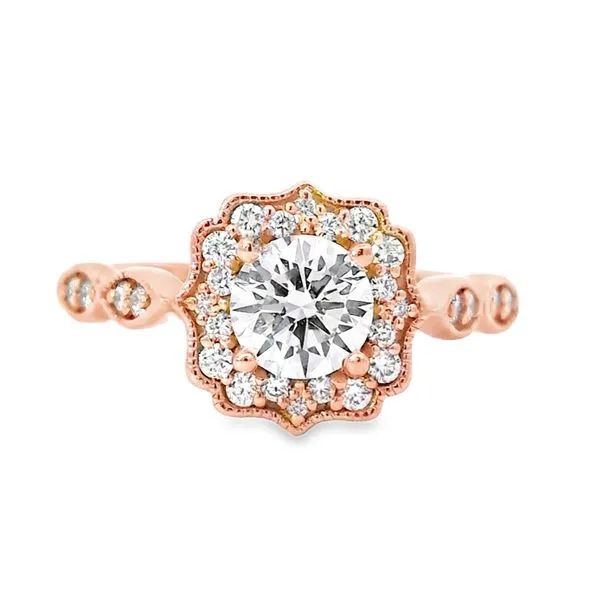 14 Karat Rosé Gold Halo Style Engagement Ring Arezzo Jewelers Elmwood Park, IL