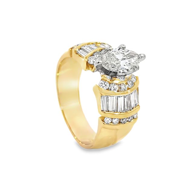 1.65ct TW Marquise Diamond Engagement Ring with Baguette and Round Accents Image 2 Arezzo Jewelers Elmwood Park, IL