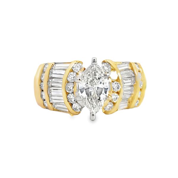 1.65ct TW Marquise Diamond Engagement Ring with Baguette and Round Accents Arezzo Jewelers Elmwood Park, IL