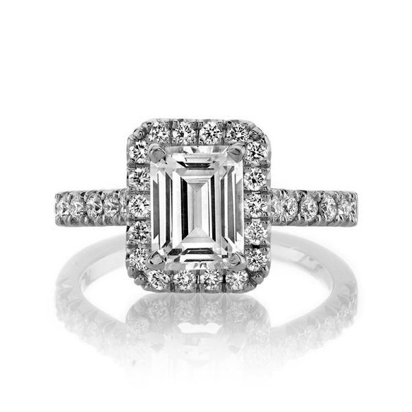 1.50ct Lab Grown Emerald Diamond Halo Engagement Ring Arezzo Jewelers Elmwood Park, IL