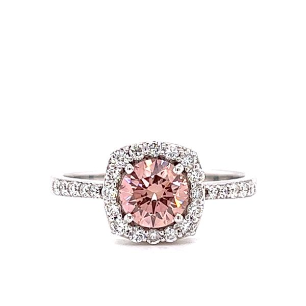 Lab Grown Pink Diamond Halo Engagement Ring Arezzo Jewelers Elmwood Park, IL