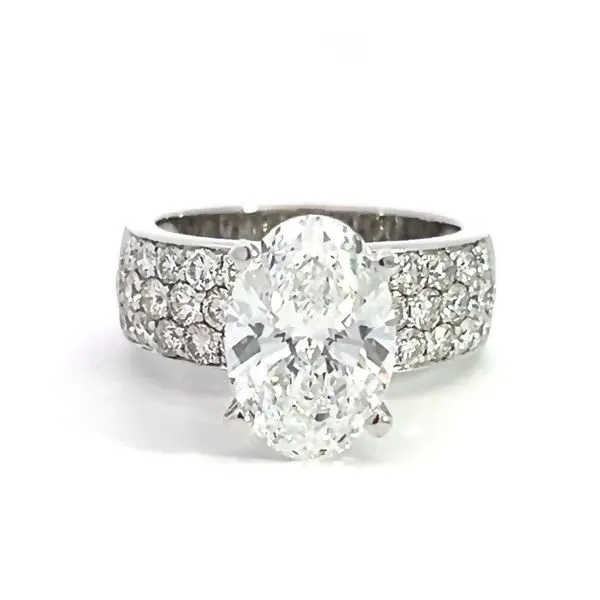 3.09ct Oval Lab Grown Diamond French Pave Engagement Ring Arezzo Jewelers Elmwood Park, IL