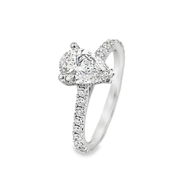 1.71cttw Lab Grown Peard Diamond Hidden Halo Engagement Ring in White Gold Image 2 Arezzo Jewelers Elmwood Park, IL