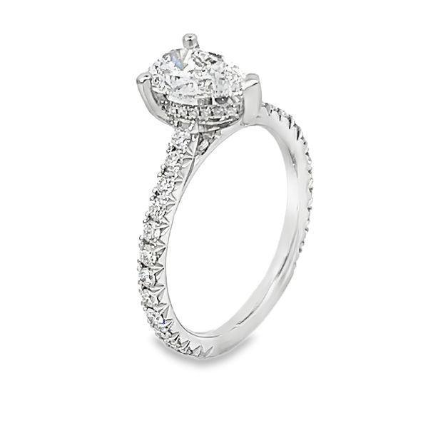 1.71cttw Lab Grown Peard Diamond Hidden Halo Engagement Ring in White Gold Image 3 Arezzo Jewelers Elmwood Park, IL