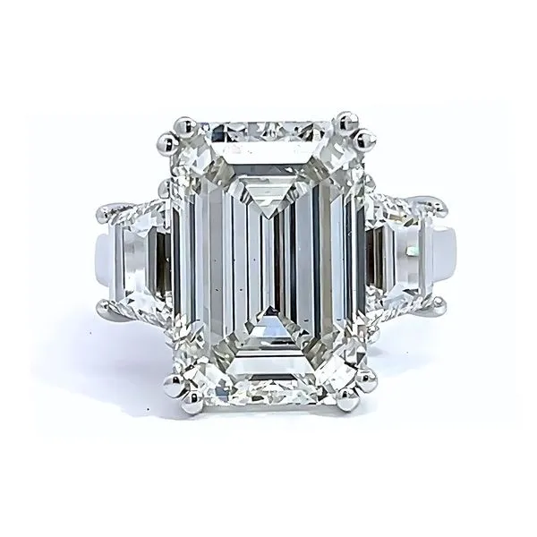 12.78ct TW Lab Grown Emerald Diamond Three Stone Engagement Ring Arezzo Jewelers Elmwood Park, IL