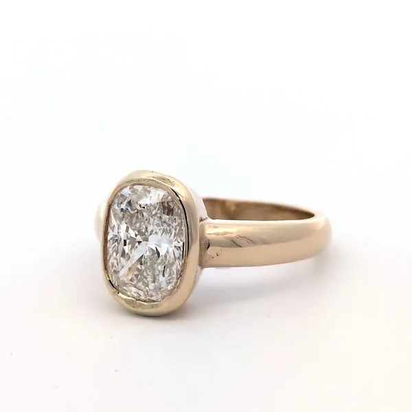 2.22 Carat Lab Grown Elongated Cushion Cut Diamond Engagement Ring in 14K Yellow Gold Image 3 Arezzo Jewelers Elmwood, IL