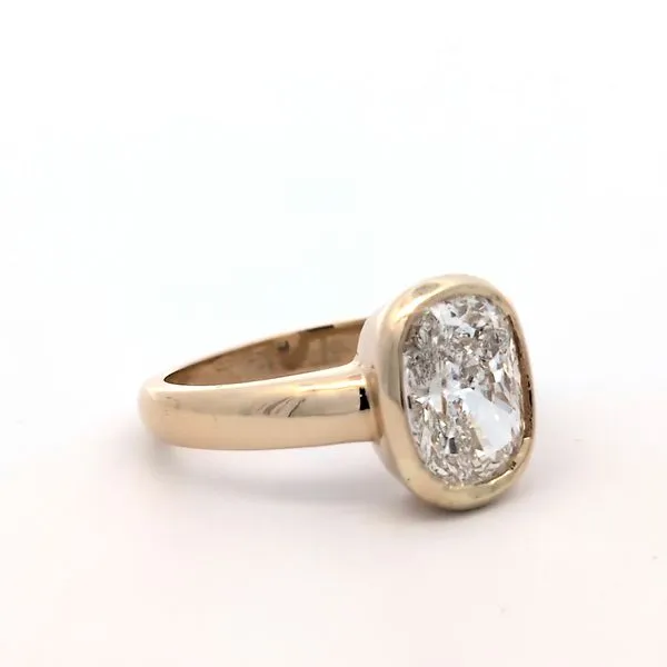 2.22 Carat Lab Grown Elongated Cushion Cut Diamond Engagement Ring in 14K Yellow Gold Image 4 Arezzo Jewelers Elmwood, IL