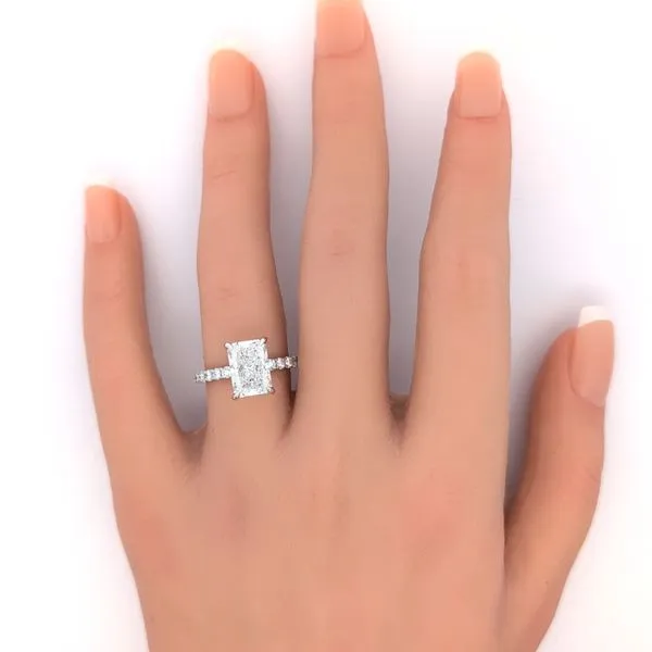 Centurion 3.10ct Radiant Cut Lab Grown Diamond Engagement Ring in Platinum Hidden Halo Setting Image 4 Arezzo Jewelers Elmwood Park, IL
