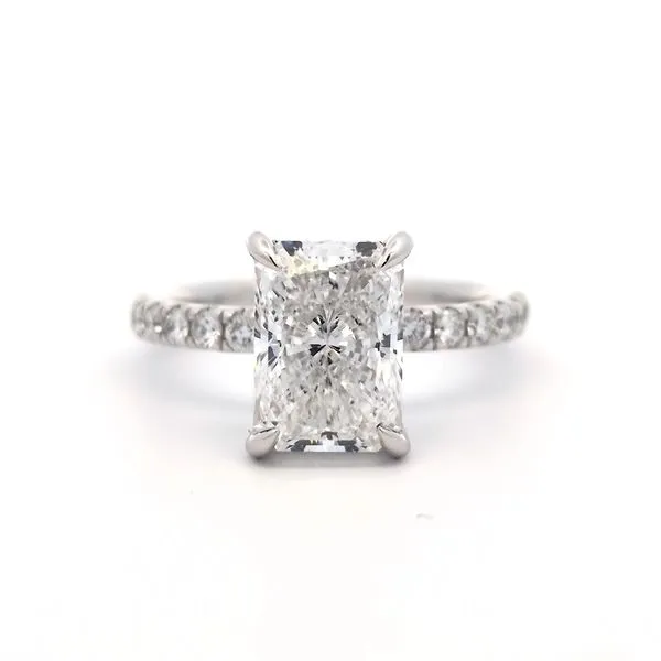 Centurion 3.10ct Radiant Cut Lab Grown Diamond Engagement Ring in Platinum Hidden Halo Setting Arezzo Jewelers Elmwood Park, IL