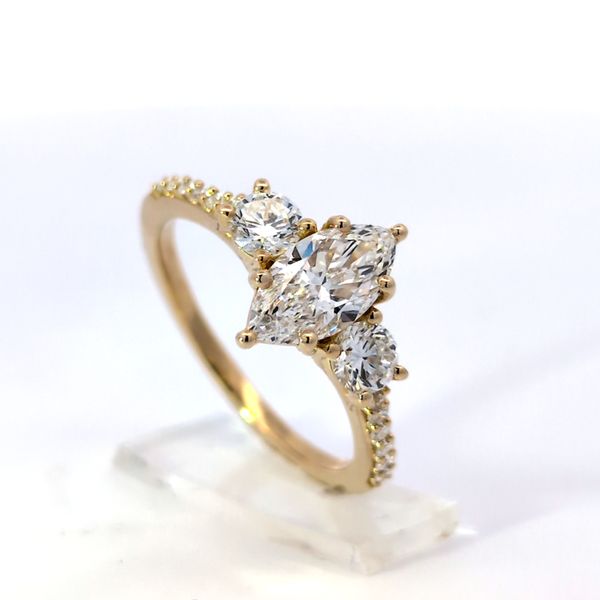 1.50ct Lab-Grown Three Stone Marquise Diamond Engagement Ring in 14K Yellow Gold Image 2 Arezzo Jewelers Elmwood Park, IL