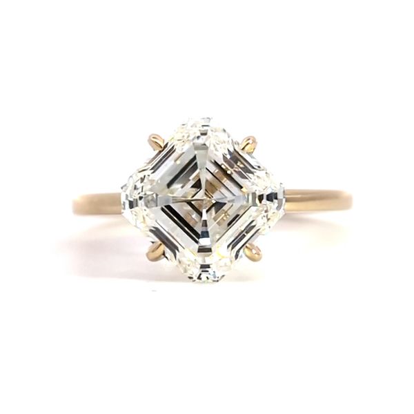3.90ct TW Lab Grown East-West Asscher Cut Diamond Engagement Ring in 14K Yellow Gold Image 2 Arezzo Jewelers Elmwood Park, IL
