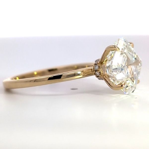 3.90ct TW Lab Grown East-West Asscher Cut Diamond Engagement Ring in 14K Yellow Gold Image 3 Arezzo Jewelers Elmwood Park, IL