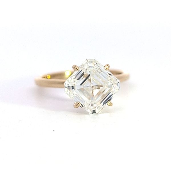 3.90ct TW Lab Grown East-West Asscher Cut Diamond Engagement Ring in 14K Yellow Gold Arezzo Jewelers Elmwood Park, IL