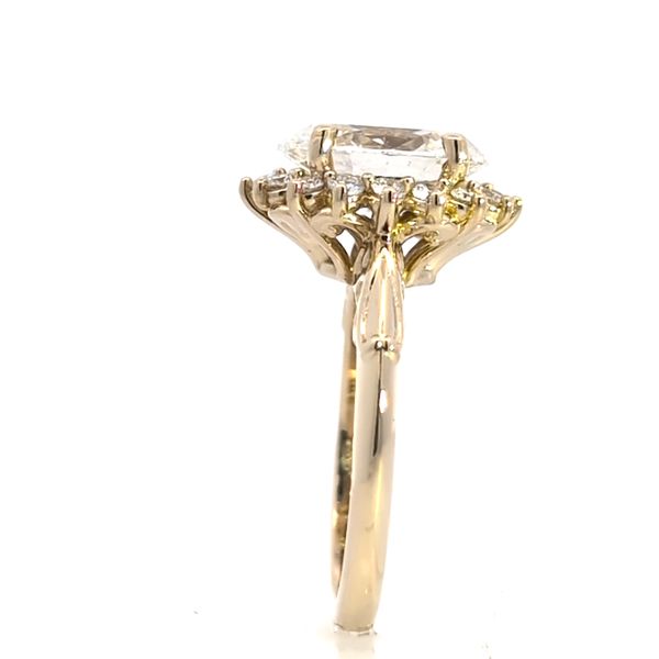 3.55ct TW Lab Grown Oval Diamond Vintage Halo Engagement Ring in 14K Yellow Gold Image 3 Arezzo Jewelers Elmwood Park, IL