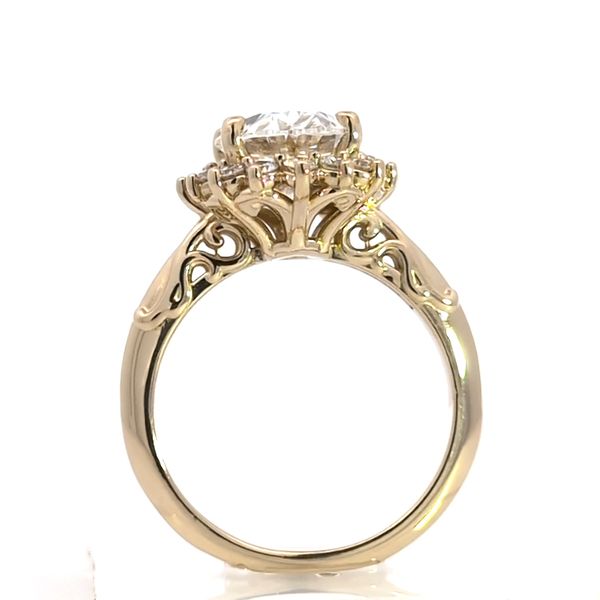 3.55ct TW Lab Grown Oval Diamond Vintage Halo Engagement Ring in 14K Yellow Gold Image 4 Arezzo Jewelers Elmwood Park, IL