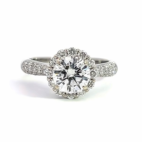 2.18ct TW Lab Grown Round Halo Engagement in 18K White Gold Arezzo Jewelers Elmwood Park, IL