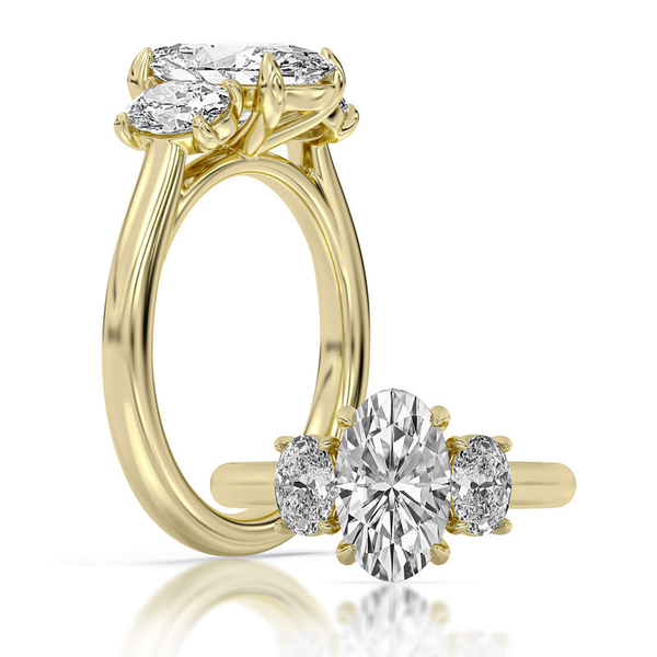 2.09ct Centurion Oval Lab Diamond Three Stone Engagement Ring Arezzo Jewelers Elmwood Park, IL