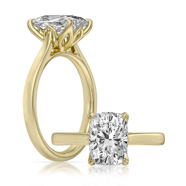 3.07ct Centurion Cushion Lab Diamond Tulip Head Engagement Ring Arezzo Jewelers Elmwood Park, IL