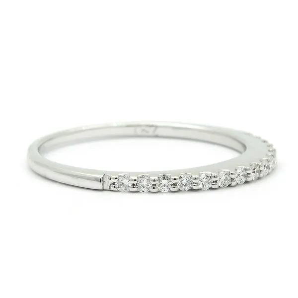 18k White Gold High Domed Diamond Wedding Band Image 2 Arezzo Jewelers Elmwood Park, IL