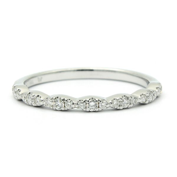 14k White Gold Diamond Crescent Wedding Band Arezzo Jewelers Elmwood Park, IL