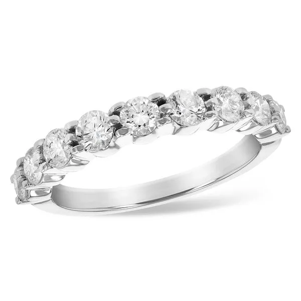 14k White 9 Stone Diamond Wedding Band, 1ct Arezzo Jewelers Elmwood Park, IL