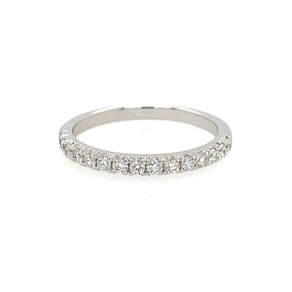 14k White Gold Fishtail Setting Single Row Diamond Band Arezzo Jewelers Elmwood Park, IL