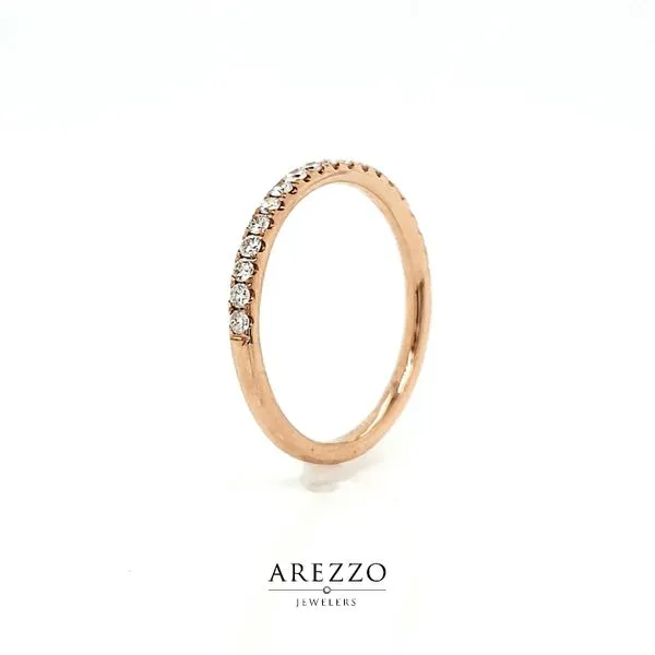 14k Rose Gold Single Row Pave Wedding Band Image 3 Arezzo Jewelers Elmwood Park, IL