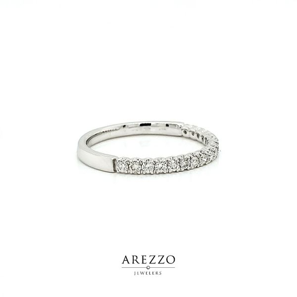 14k White Gold Single Row Pave Diamond Stackable Wedding Band, .28cts Image 2 Arezzo Jewelers Elmwood Park, IL