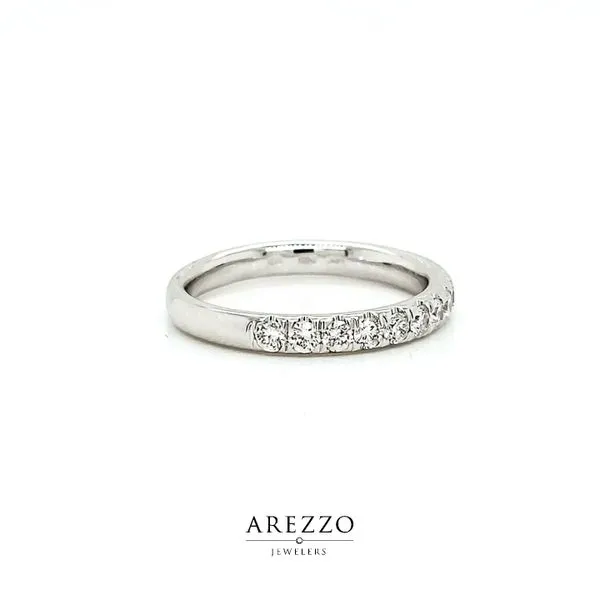 14k White Gold Single Row Pave Diamond Stackable Wedding Band, .52cts Image 2 Arezzo Jewelers Elmwood Park, IL