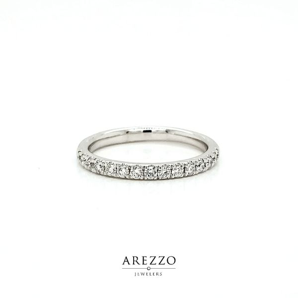 14k White Gold Pave Diamond Stackable Wedding Ring, .35cts Arezzo Jewelers Elmwood Park, IL