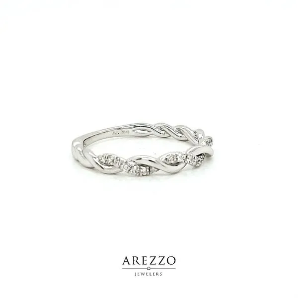 14k White Gold Diamond Twist Wedding Band, .13cts Image 2 Arezzo Jewelers Elmwood Park, IL