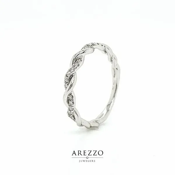 14k White Gold Diamond Twist Wedding Band, .13cts Image 3 Arezzo Jewelers Elmwood Park, IL