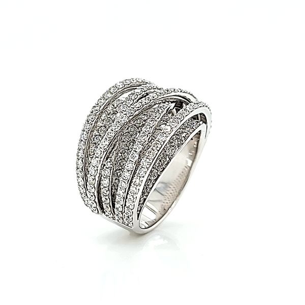 18k White Gold Freeform Handmade Diamond Anniversary Ring Image 2 Arezzo Jewelers Elmwood Park, IL