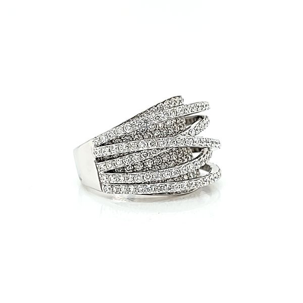 18k White Gold Freeform Handmade Diamond Anniversary Ring Image 3 Arezzo Jewelers Elmwood Park, IL