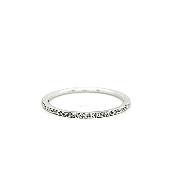 14k White Gold Petite Pave Diamond Wedding Band, .12cts Arezzo Jewelers Elmwood Park, IL