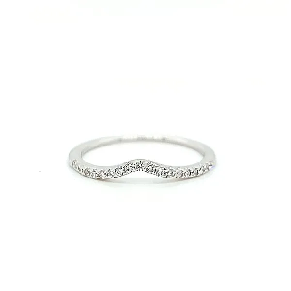 14k White Gold Contoured Stackable Diamond Wedding Band Arezzo Jewelers Elmwood Park, IL