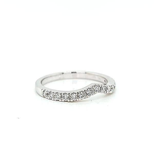 14k White Gold Contoured Stackable Diamond Wedding Ring Image 2 Arezzo Jewelers Elmwood Park, IL