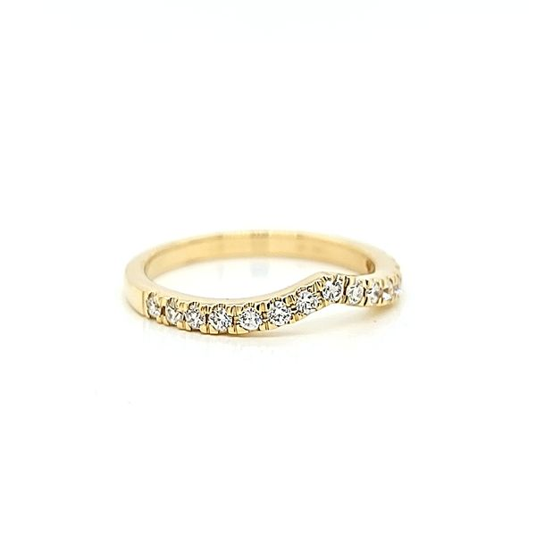 14k Yellow Gold Contoured Stackable Diamond Wedding Ring Image 2 Arezzo Jewelers Elmwood Park, IL